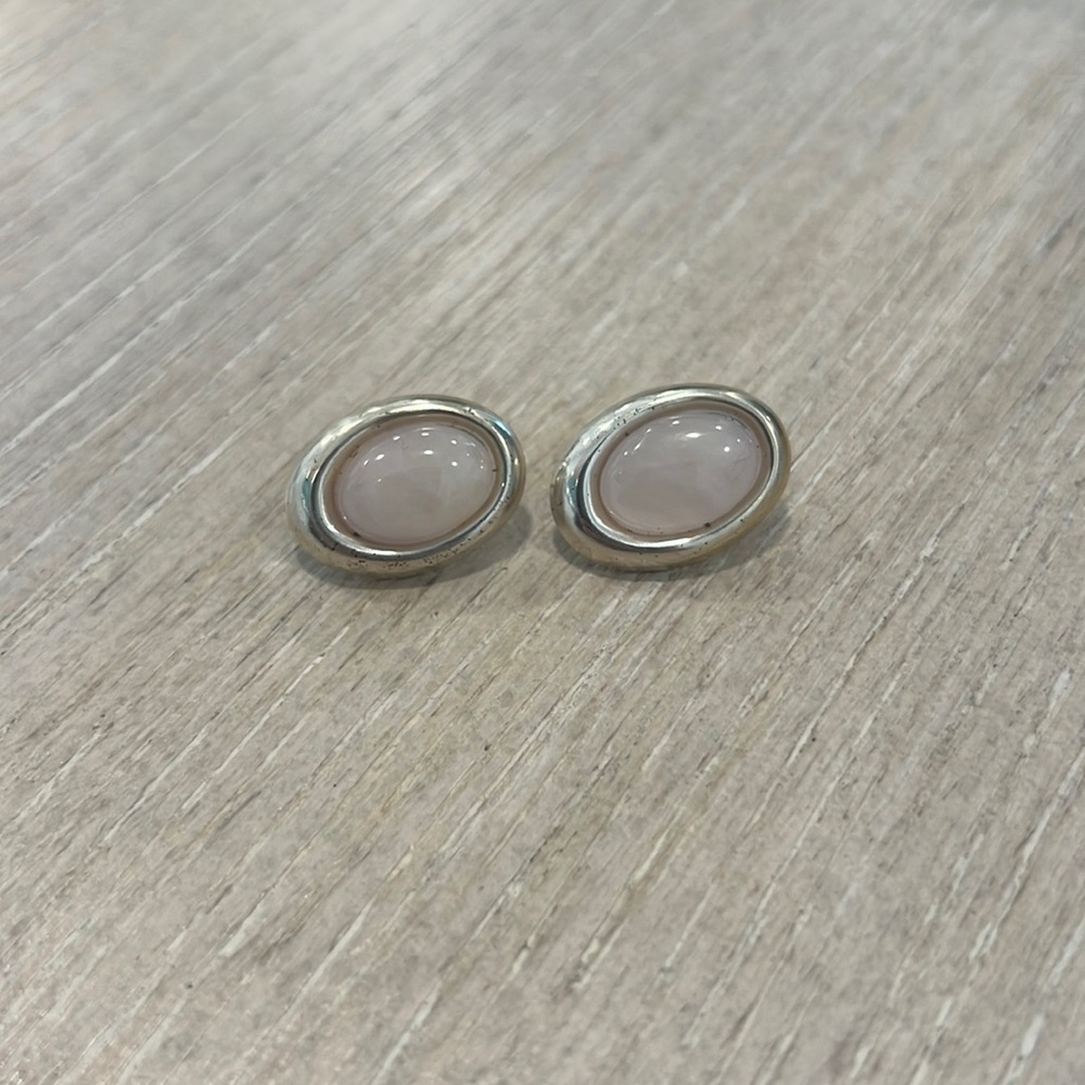 Authentic Rose Quartz Sterling Silver Earrings